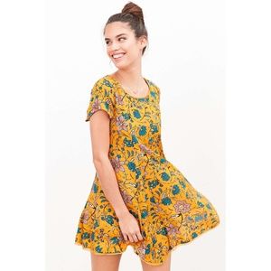 UO | Silence + Noise Mustard Floral Print Dress